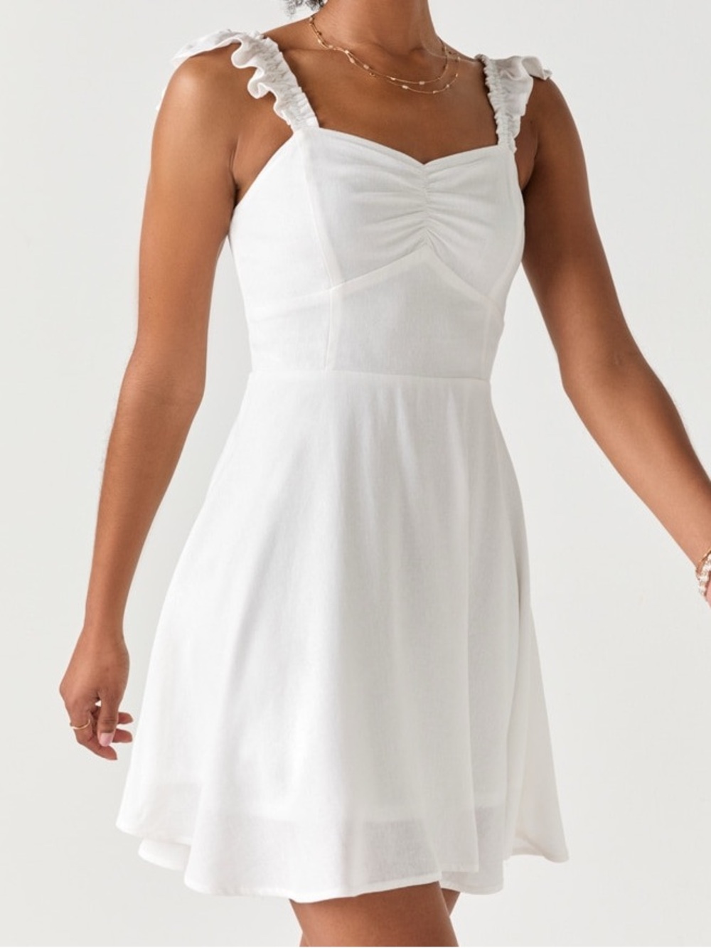 White Ruffle Strap Sundress Size M